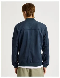 There After Sueded Bomber Jacket in Blue