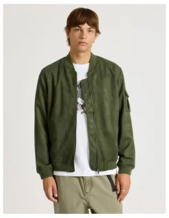 There After Sueded Bomber Jacket in Green