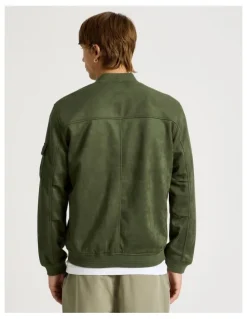 There After Sueded Bomber Jacket in Green