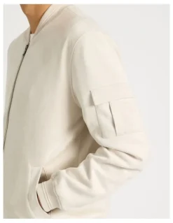 There After Sueded Bomber Jacket in Stone