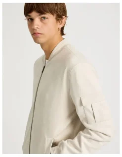 There After Sueded Bomber Jacket in Stone