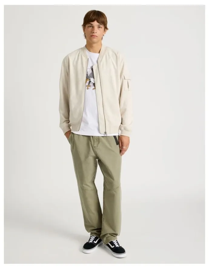 There After Sueded Bomber Jacket in Stone