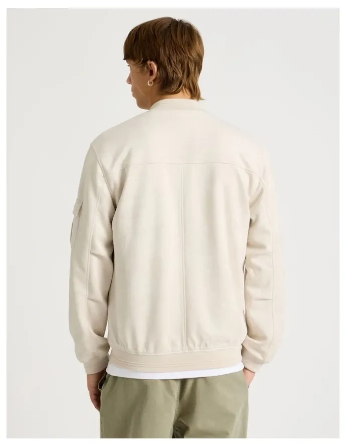 There After Sueded Bomber Jacket in Stone