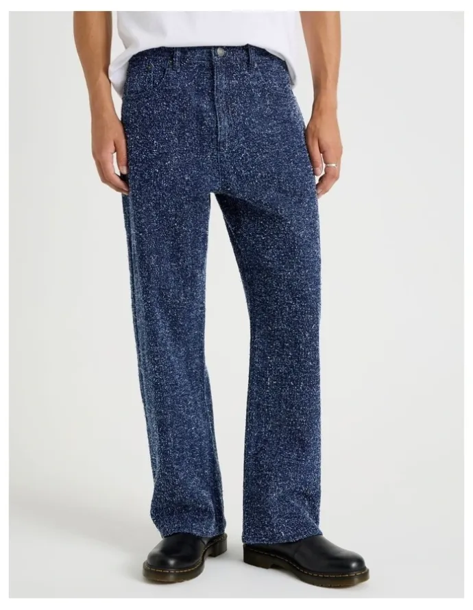 There After Textured Denim Wide Leg Jean in Blue