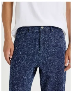 There After Textured Denim Wide Leg Jean in Blue