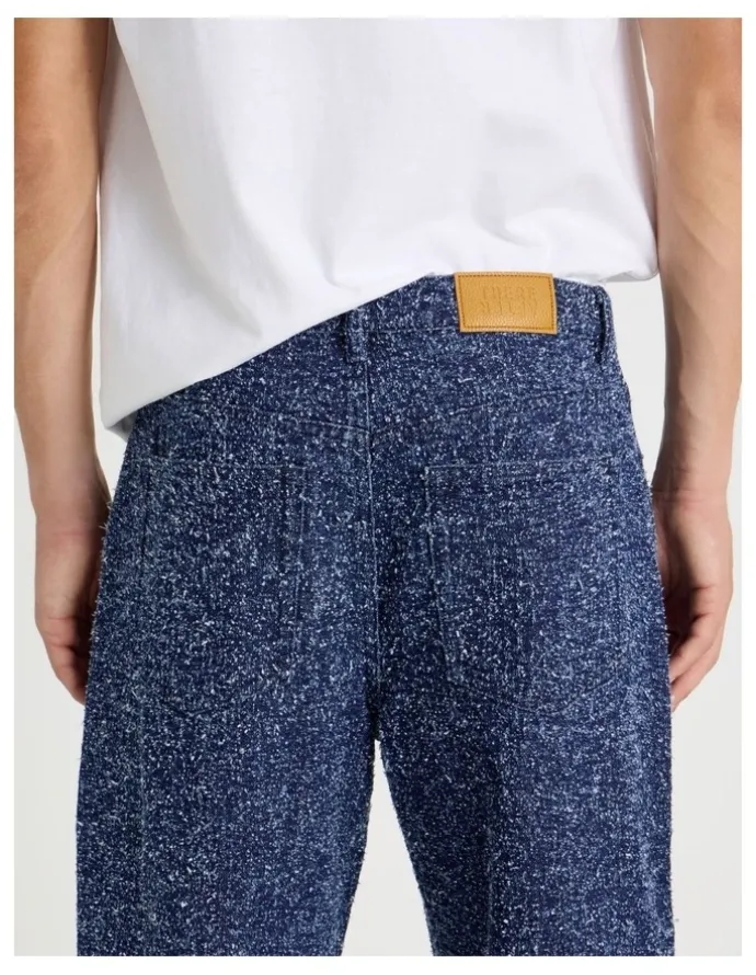 There After Textured Denim Wide Leg Jean in Blue