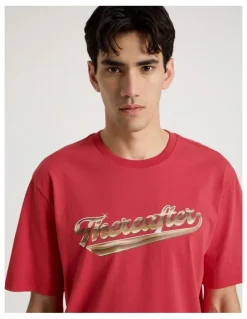 There After Varsity Logo Short Sleeve Tee in Red