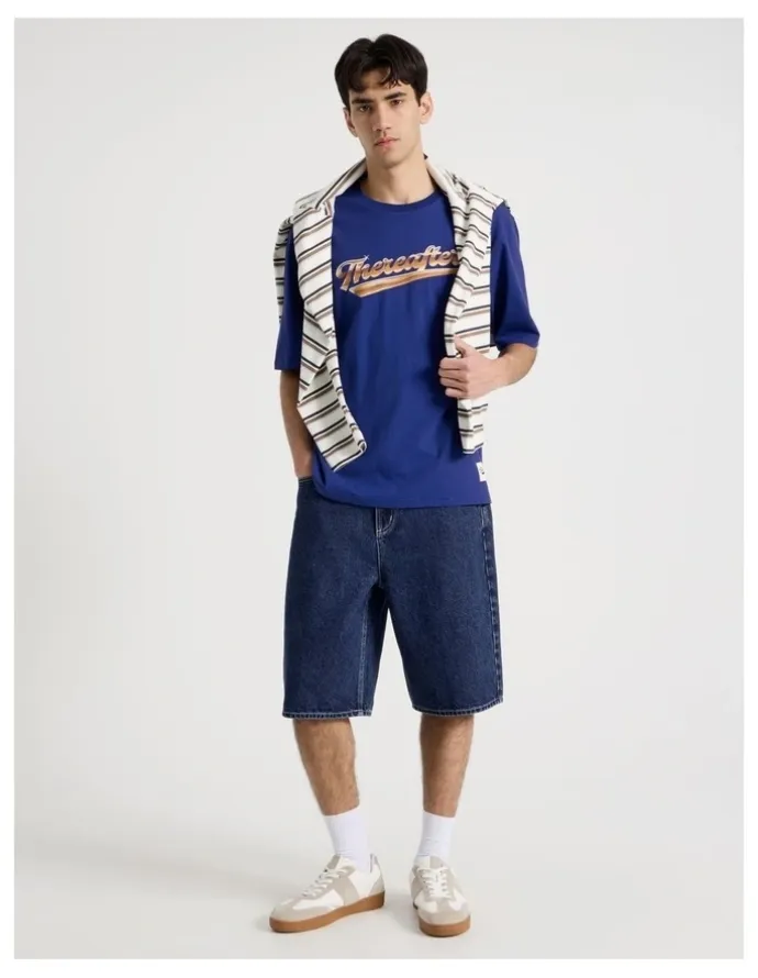 There After Varsity Logo Short Sleeve Tee in Blue