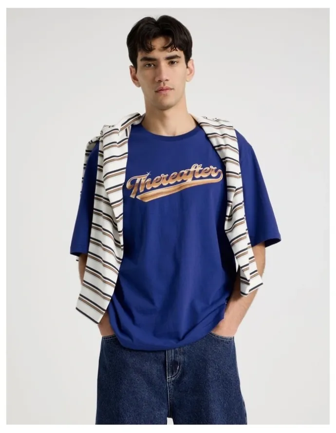 There After Varsity Logo Short Sleeve Tee in Blue