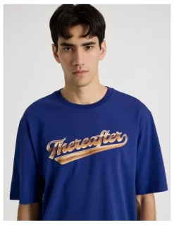 There After Varsity Logo Short Sleeve Tee in Blue