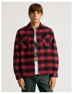 There After Vintage Long Sleeve Check Shirt in Red