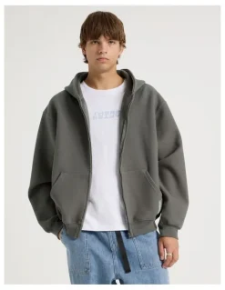 There After Waffle Hooded Sweat in Charcoal
