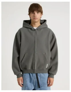 There After Waffle Hooded Sweat in Charcoal