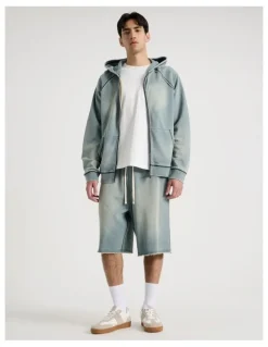 There After Washed Terry Hooded Sweat in Mid Blues