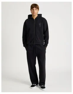 There After Wide Leg Terry Track Pants in Black