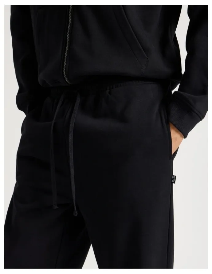 There After Wide Leg Terry Track Pants in Black