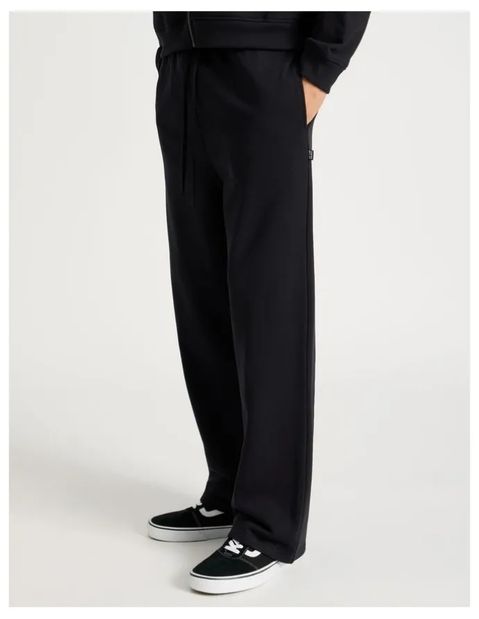 There After Wide Leg Terry Track Pants in Black