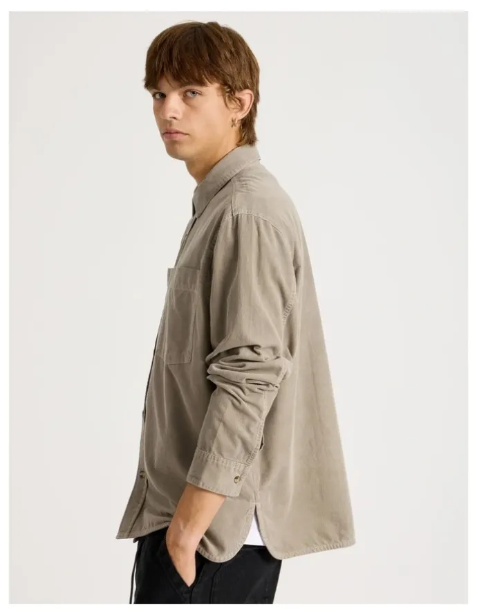 There After Workwear Long Sleeve Shirt in Brown
