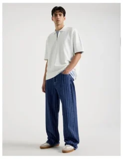 There After Zip Front Short Sleeve Polo in White