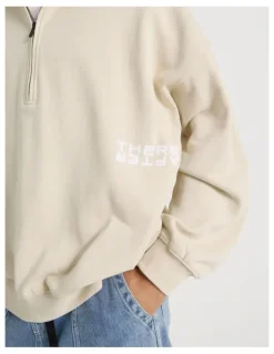 There After 1/4 Zip Hooded Sweat in Stone