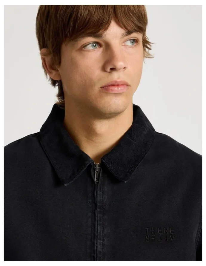 There After Zip Through Workwear Jacket in Black