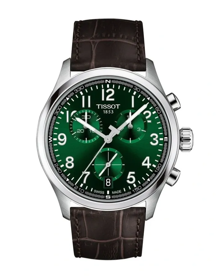 Tissot Chrono L 42mm Watch T1164171609200 in Green/Brown Leather