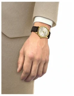 Tissot Classic Dream Powermatic 80 40mm Watch in Yellow Gold PVD/Brown T1584073626100