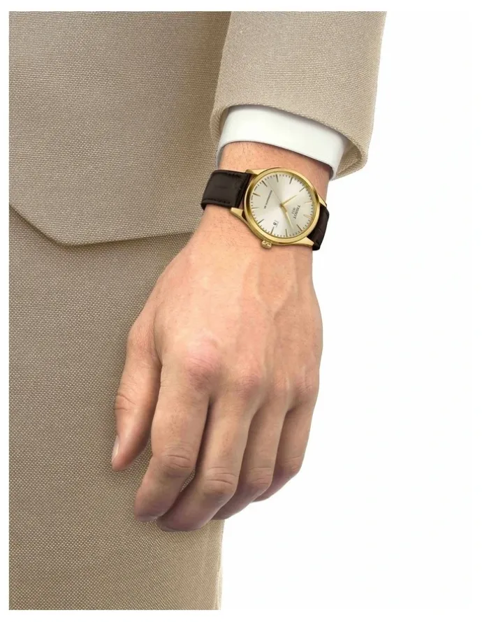 Tissot Classic Dream Powermatic 80 40mm Watch in Yellow Gold PVD/Brown T1584073626100