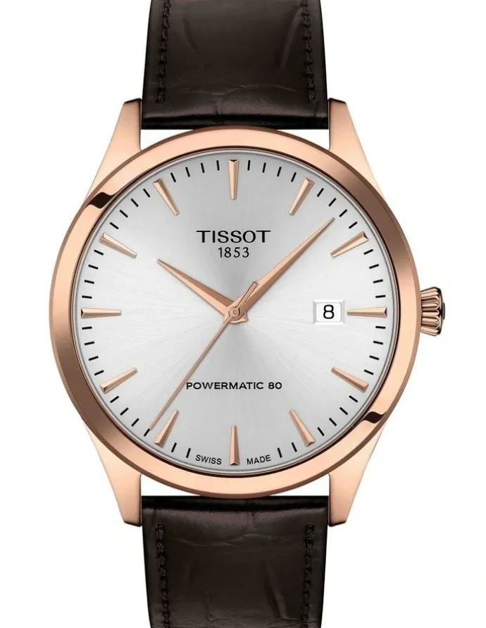 Tissot Classic Dream Powermatic 80 40mm T1584073603100 Watch in Rose Gold PVD/Brown