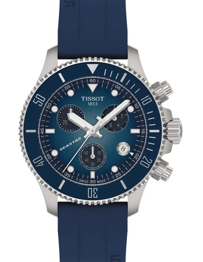 Tissot Seastar 1000 Chronograph 38mm Watch T1202171704100 in Blue Rubber