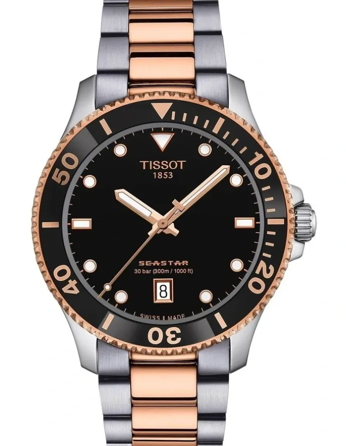 Tissot Seastar 1000 40mm T1204102205101 Watch in Rose Gold/Black