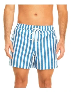 Tolu Balneare Swim Stripe Shorts in Blue/White