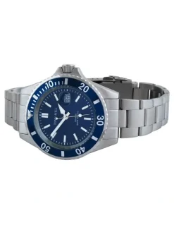 Tony+Will Diver Navy Face Watch in Silver