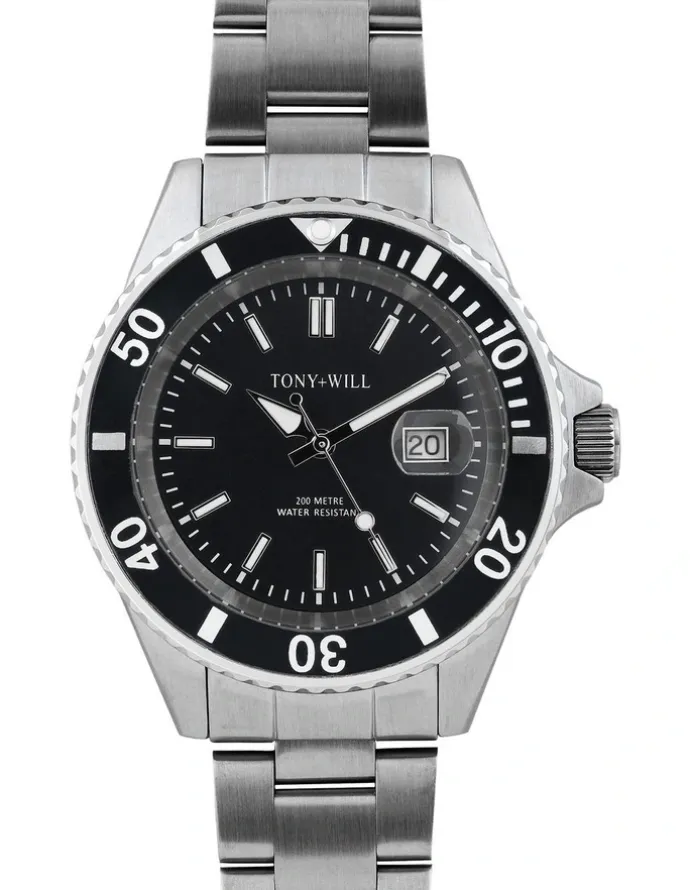 Tony+Will Diver Watch in Silver