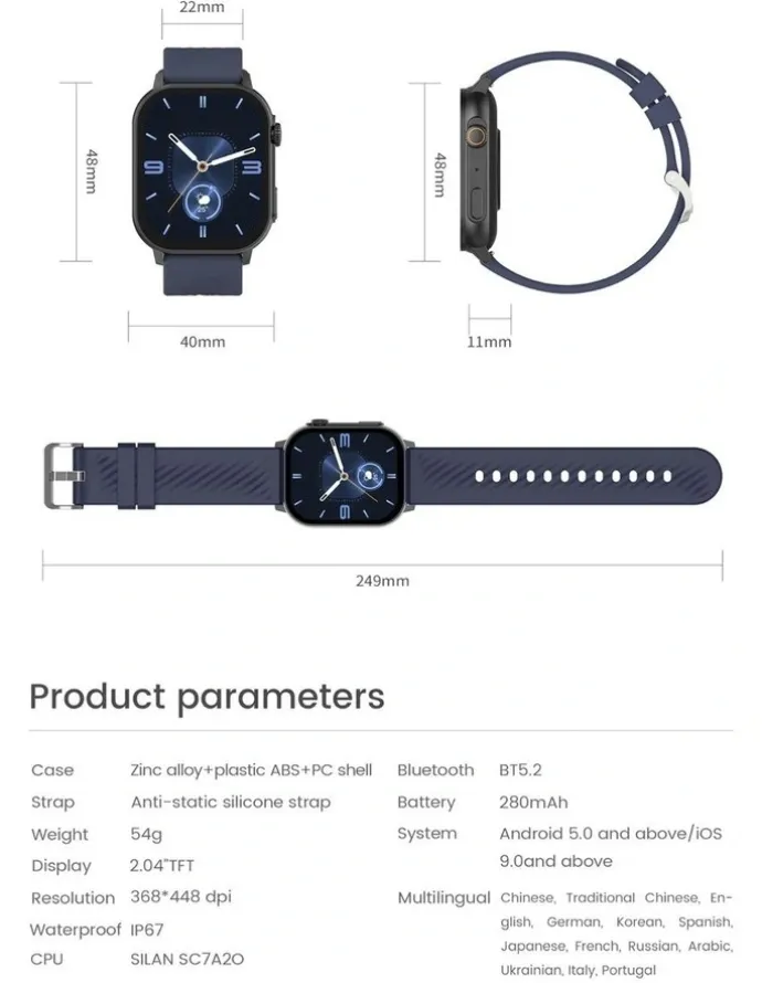 Tony+Will Smart Watch in Black