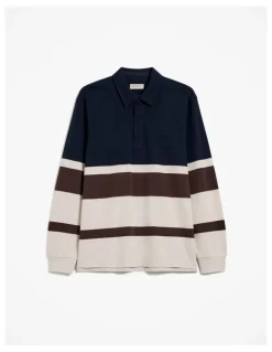Trenery Bold Stripe Monogram Rugby in Navy