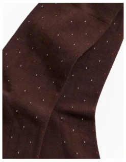 Trenery Dot Rib Crew Sock in Espresso