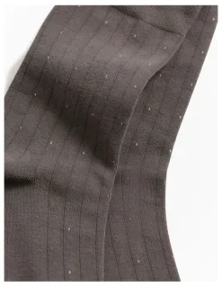 Trenery Dot Rib Crew Sock in Cinder