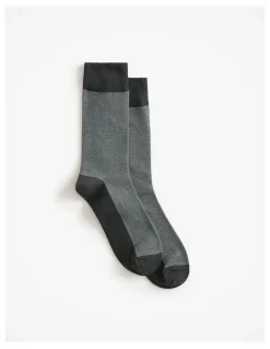 Trenery Fine Stripe Sock in Dark Olive