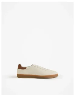 Trenery Halden Leather Sneaker in Parchment