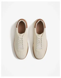 Trenery Halden Leather Sneaker in Parchment