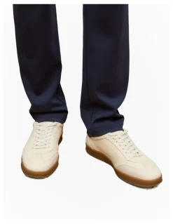 Trenery Halden Leather Sneaker in Parchment