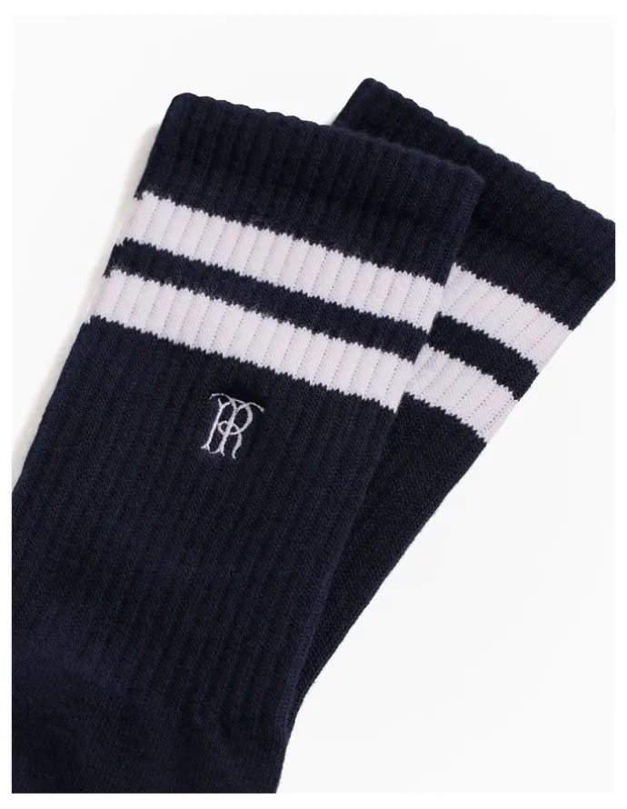 Trenery Monogram Rib Sport Sock in Navy