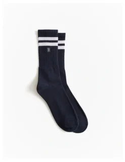 Trenery Monogram Rib Sport Sock in Navy