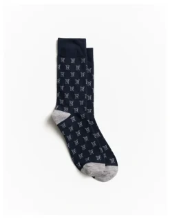 Trenery Monogram Sock in Navy