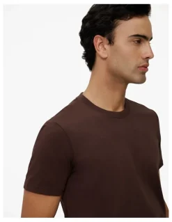 Trenery Cotton Crew T-shirt in Coffee