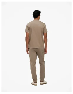 Trenery Mercerised Cotton Layered T-shirt in Dark Taupe