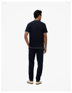 Trenery Mercerised Cotton Layered T-shirt in Navy