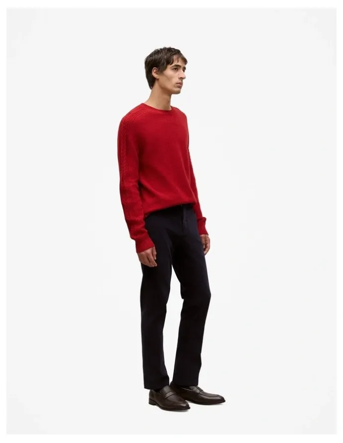 Trenery Merino Cable Detail Crew in Spice Red