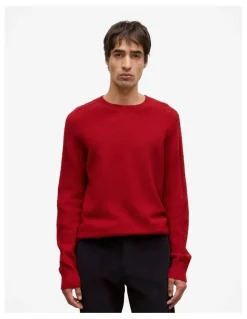 Trenery Merino Cable Detail Crew in Spice Red